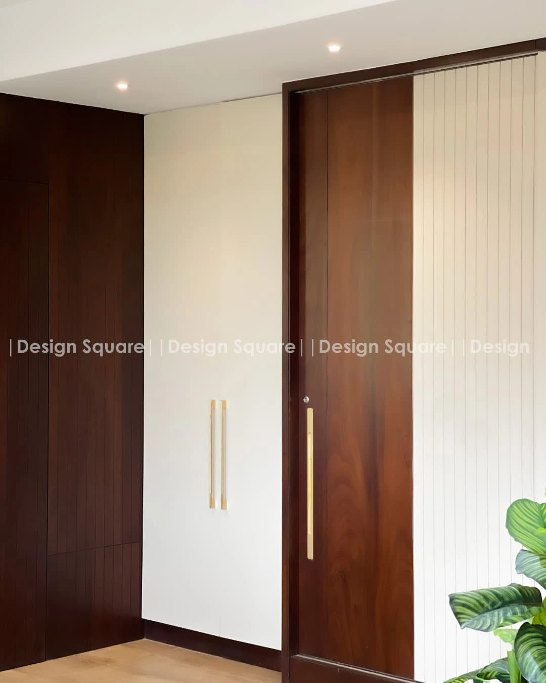 Wardrobes and joinery in wood and white, Mangalore residence